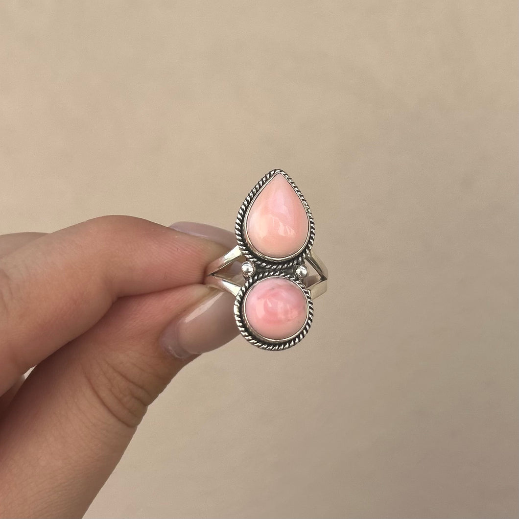 2 Stone Pink Conch Ring