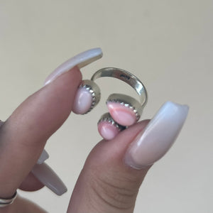 3 Stone Adjustable Pink Conch Ring