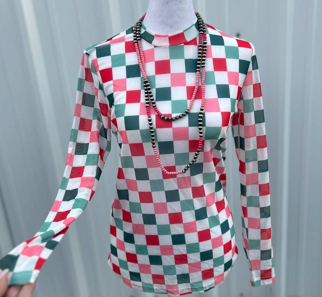 Holiday Checkered Mesh