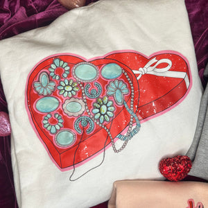 Valentines Turquoise Box Crewneck