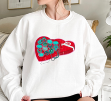 Load image into Gallery viewer, Valentines Turquoise Box Crewneck
